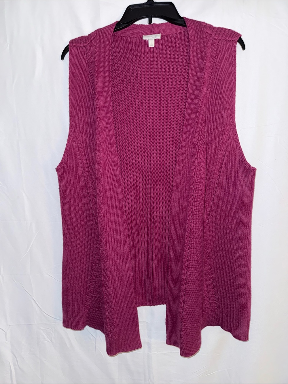 Talbots Magenta Sleeveless Open-Front Knit Vest Size Large